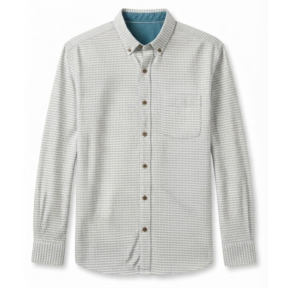 Carbon 2 Cobalt Mens Large Multi Color Cotton Geometric Dobby Button Down Shirt